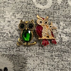 Owl brooches -two